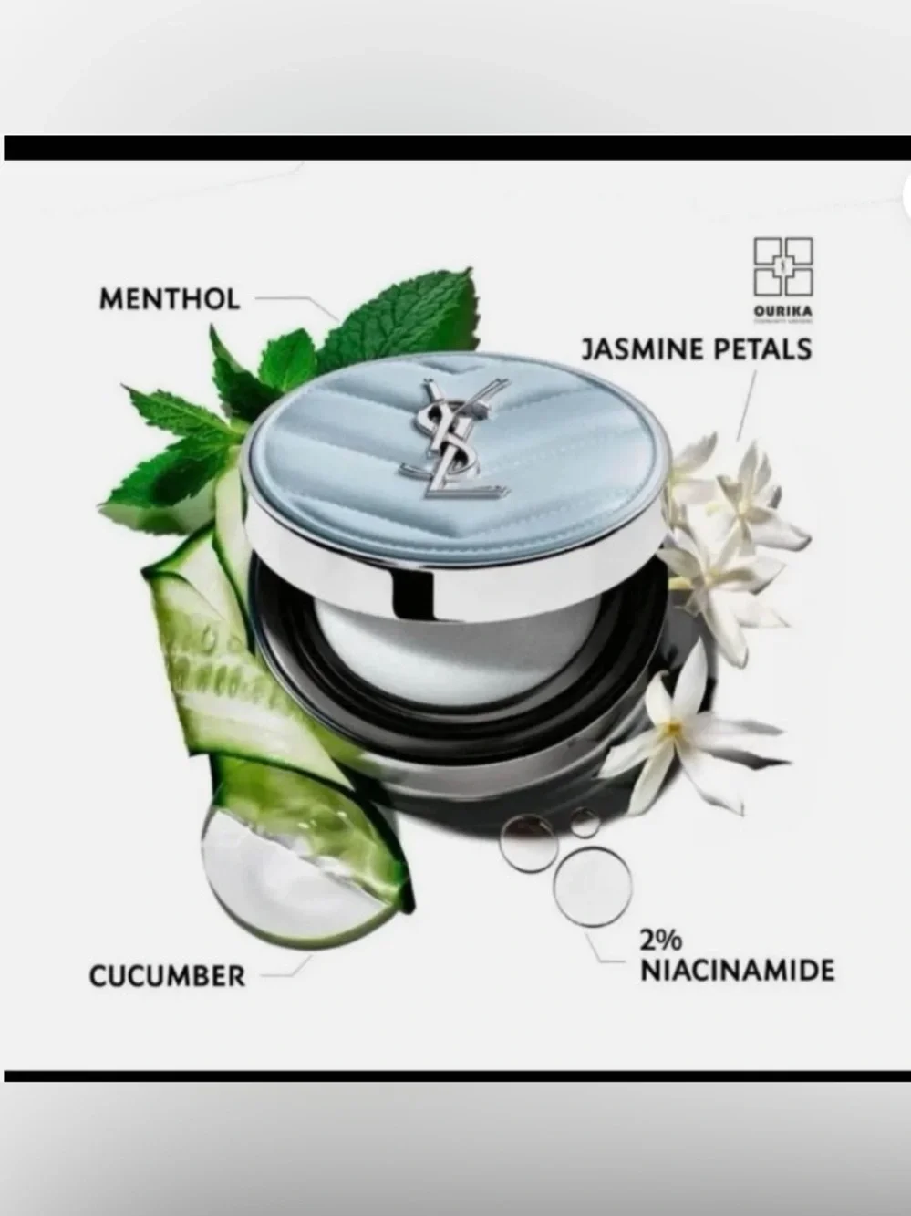 YSL All Hours Blur Cushion Mattifying Powder — Icy Blue NEW IN BOX✨Korea Excl